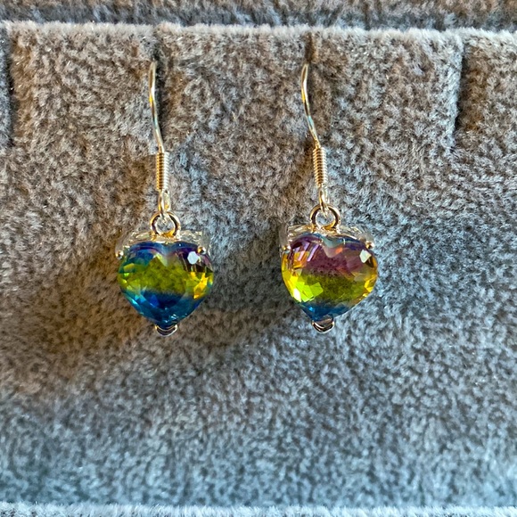 925 Silver tourmaline heart earrings - Picture 5 of 7